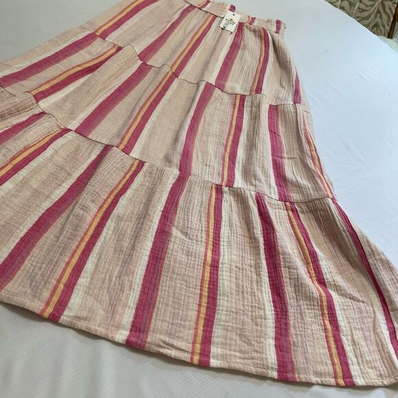 NWT Marine Layer Corrine Striped Cotton Maxi Midi Skirt Size Large New - Picture 2 of 6